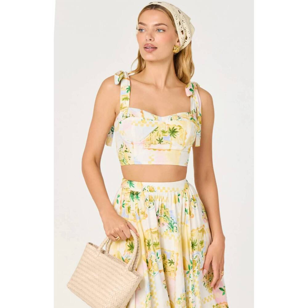 NEW ASTR kaleigh top and midi skirt set in yellow - Picture 4 of 4